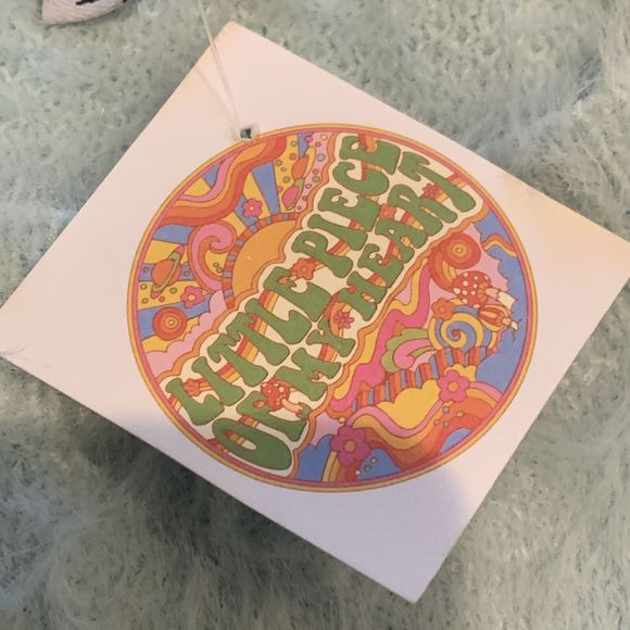 Miss Sparkling Fuzzy Yin-Yang 90's Vibe Turquoise Sweater Size L Crew Neck SOFT - Picture 5 of 9